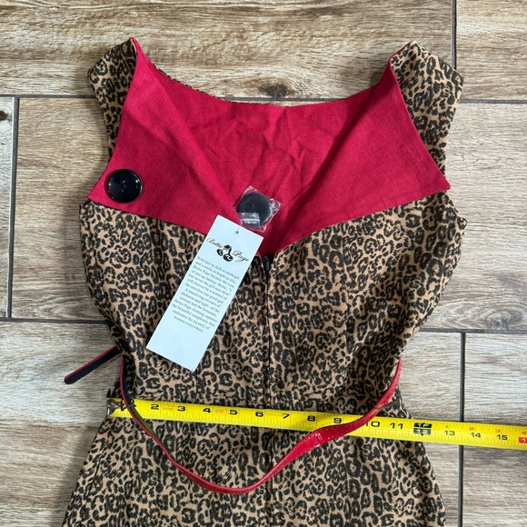 Bettie Page By Tatyana Leopard Print Pinup Dress Sz XS NWT! Wiggle Dress Vintage - Picture 14 of 16